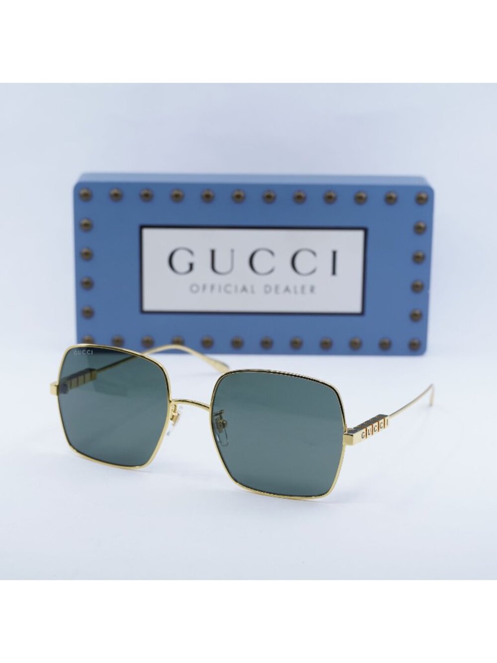 Gucci GG1434S 001 Square Sunglasses - Yellow Gold \ Grey